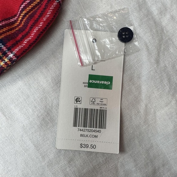 Crown & Ivy Pajama Pants Mens Large Red Flannel Plaid Lounge Sleepwear NWT Cozy - Picture 5 of 8